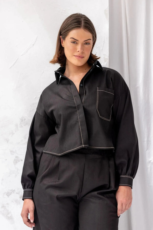 ReCreate Clothing | Boxy Shirt | Black | The Colab | Shop Womens | New Zealand