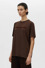 Tia Flocking Logo Tee | Bitter Chocolate