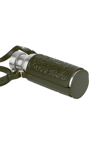 Filigree Bottle Holder & Bottle | Dark Olive