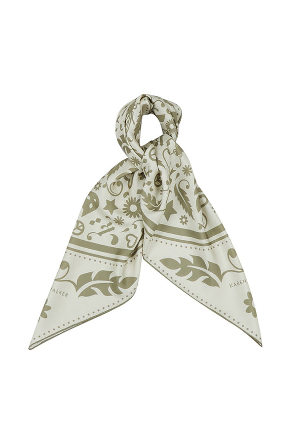 Filigree Classic Silk Scarf | Cream/Olive