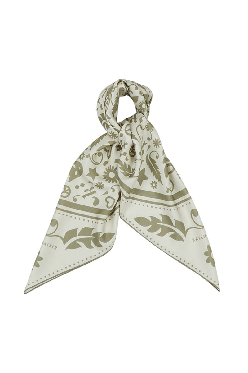 Filigree Classic Silk Scarf | Cream/Olive