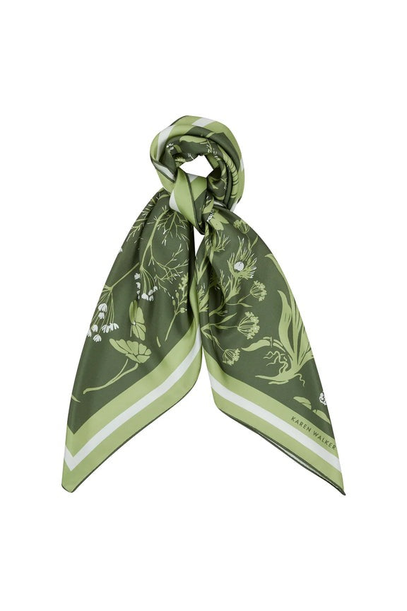 Wildflowers Classic Silk Scarf | Green Multi