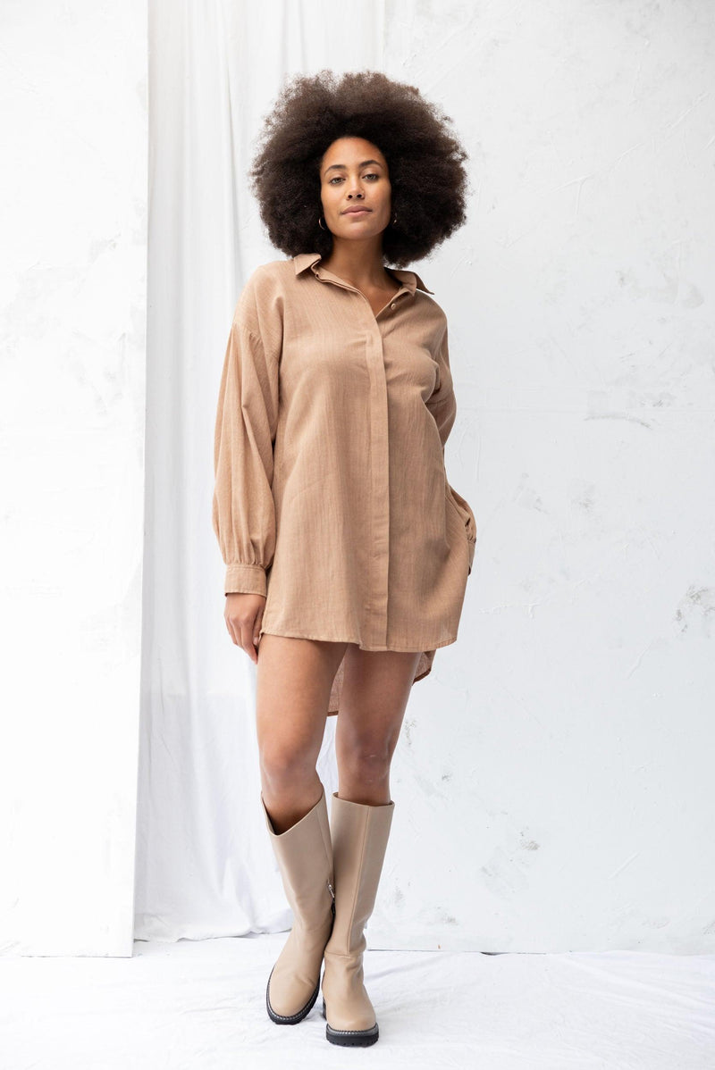 ReCreate Clothing | Found Shirt Dress | Earth | The Colab | Shop Womens | New Zealand