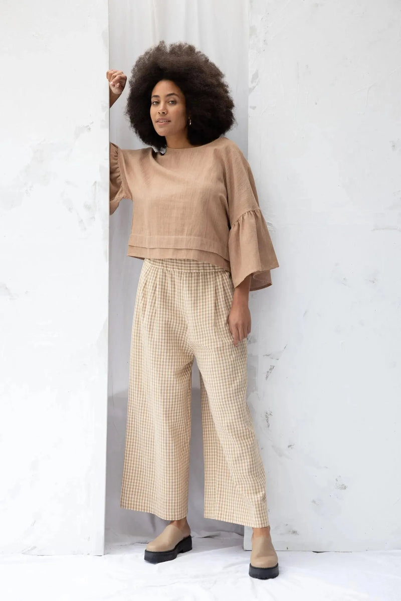 ReCreate Clothing | Harry Pant | Brown Gingham | The Colab | Shop Womens | New Zealand