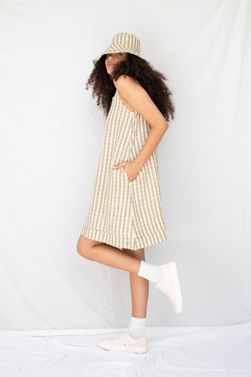ReCreate Clothing | Contour Dress | Olive Gingham | The Colab | Shop Womens | New Zealand