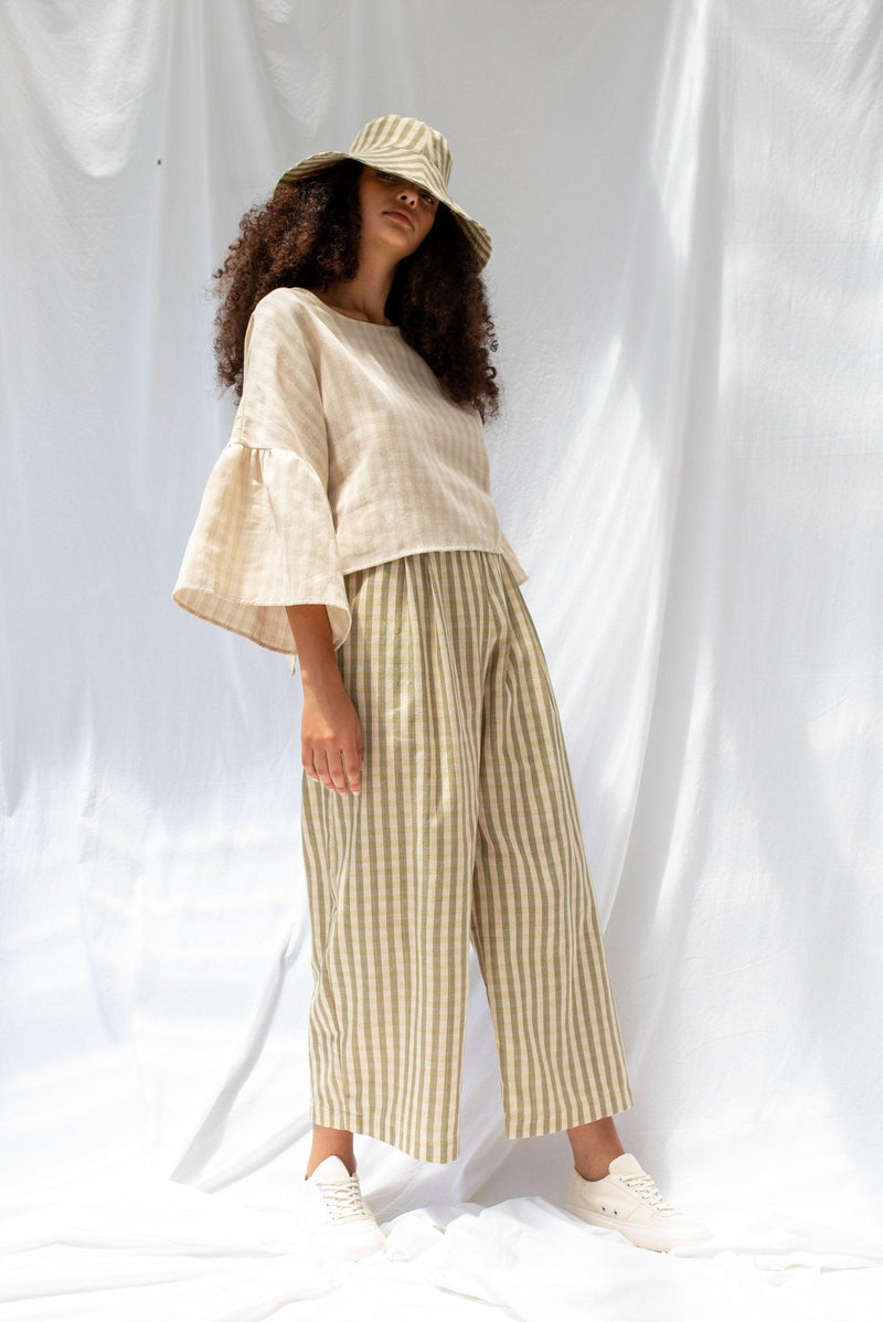 ReCreate Clothing | Friday Top | Natural Gingham | The Colab | Shop Womens | New Zealand