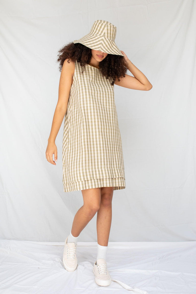 ReCreate Clothing | Contour Dress | Olive Gingham | The Colab | Shop Womens | New Zealand