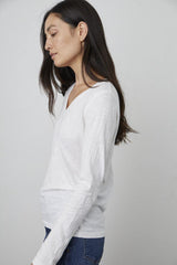 Velvet by Graham & Spencer | Blaire Cotton Slub Long Sleeve Top | White | The Colab | Shop Womens | New Zealand